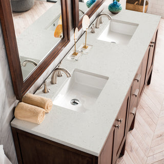 72 Inch Addison Freestanding Vanity in Mid-Century Acacia / Lime Delight Top