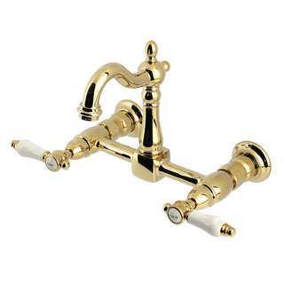 Bel-Air Wall Mount Kitchen Faucet in Polished Brass