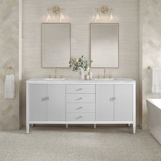 72 Inch Myrrin Freestanding Vanity in Bright White / Victorian Silver Top