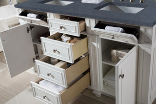 60 Inch Bristol Freestanding Vanity in Bright White / Charcoal Soapstone Top