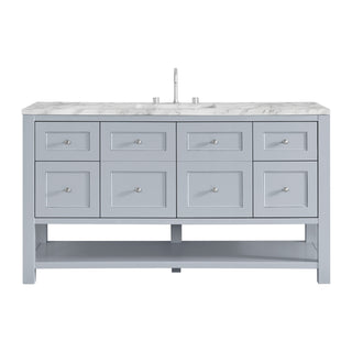 60 Inch Breckenridge Freestanding Vanity in Serenity Blue / Carrara White Top
