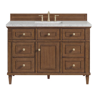 48 Inch Lorelai Freestanding Vanity in Mid-Century Walnut / Eternal Jasmine Pearl Top
