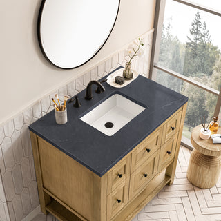 36 Inch Breckenridge Freestanding Vanity in Light Natural Oak / Charcoal Soapstone Top