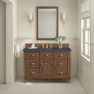 48 Inch Lorelai Freestanding Vanity in Mid-Century Walnut / Charcoal Soapstone Top