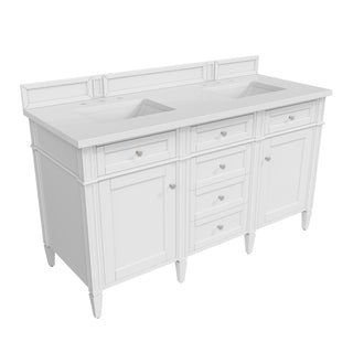 60 Inch Brittany Freestanding Vanity in Bright White / White Zeus Top
