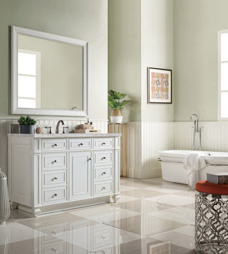 48 Inch Bristol Freestanding Vanity in Bright White / Victorian Silver Top