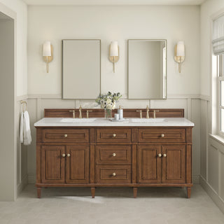 72 Inch Lorelai Freestanding Vanity in Mid-Century Walnut / Lime Delight Top