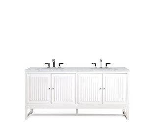 72 Inch Athens Dual Mount Vanity in Glossy White / Carrara White Top