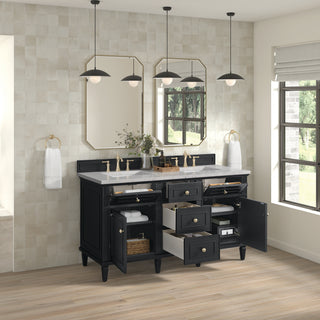 60 Inch Lorelai Freestanding Vanity in Black Onyx / Eternal Jasmine Pearl Top