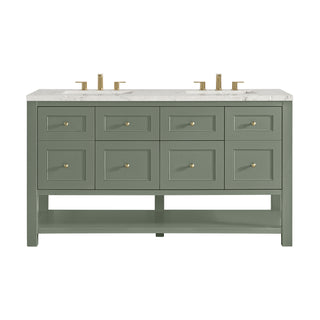 60 Inch Breckenridge Freestanding Vanity in Smokey Celadon / Victorian Silver Top