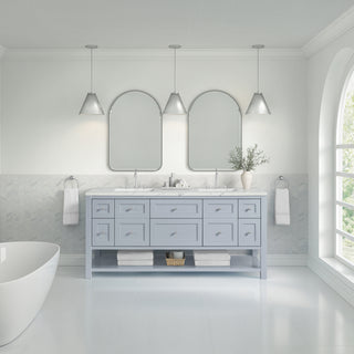 72 Inch Breckenridge Freestanding Vanity in Serenity Blue / Ethereal Noctis Top