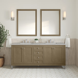 72 Inch Chicago Freestanding Vanity in Walnut Whisper / Eternal Jasmine Pearl Top
