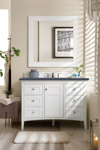 48 Inch Palisades Freestanding Vanity in Bright White / Charcoal Soapstone Top