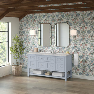 60 Inch Breckenridge Freestanding Vanity in Serenity Blue / Eternal Jasmine Pearl Top