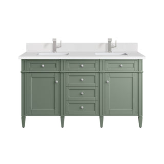 60 Inch Brittany Freestanding Vanity in Smokey Celadon / White Zeus Top