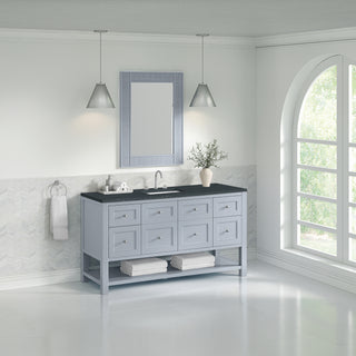 60 Inch Breckenridge Freestanding Vanity in Serenity Blue / Charcoal Soapstone Top
