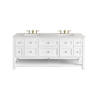 72 Inch Breckenridge Freestanding Vanity in Bright White / Eternal Jasmine Pearl Top