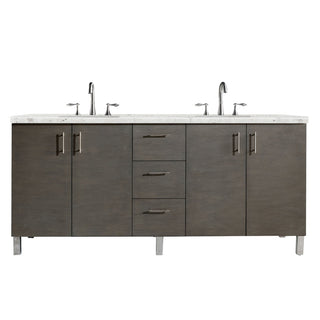 72 Inch Metropolitan Dual Mount Vanity in Silver Oak / Eternal Jasmine Pearl Top