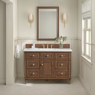 48 Inch Lorelai Freestanding Vanity in Mid-Century Walnut / White Zeus Top