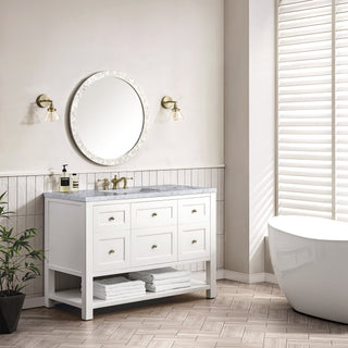 48 Inch Breckenridge Freestanding Vanity in Bright White / Carrara White Top
