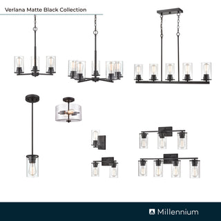 Verlana 2-Light Semi-Flush Ceiling Mount Matte Black