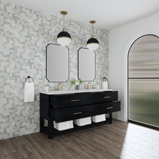 72 Inch Lucian Freestanding Vanity in Carbon Oak / White Zeus Top