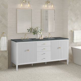 72 Inch Myrrin Freestanding Vanity in Bright White / Parisien Bleu Top