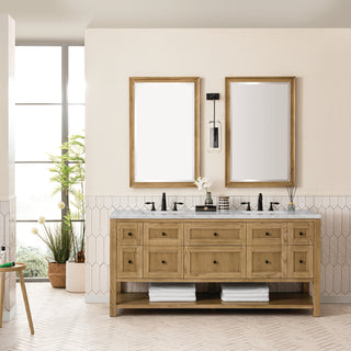 72 Inch Breckenridge Freestanding Vanity in Light Natural Oak / Victorian Silver Top