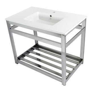 Quadras 37.38 Inch Console Sink in White