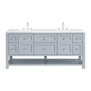 72 Inch Breckenridge Freestanding Vanity in Serenity Blue / White Zeus Top