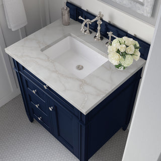 30 Inch Brittany Freestanding Vanity in Victory Blue / Victorian Silver Top