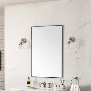 Rohe 26" Rectangular Mirror, Satin Nickel