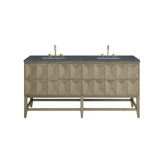 72 Inch Emmeline Freestanding Vanity in Pebble Oak / Parisien Bleu Top