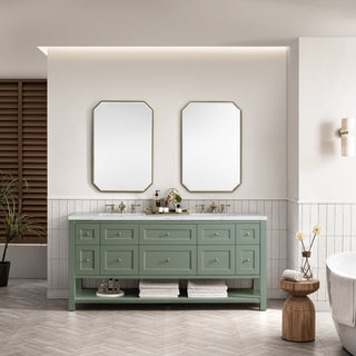 72 Inch Breckenridge Freestanding Vanity in Smokey Celadon / Ethereal Noctis Top