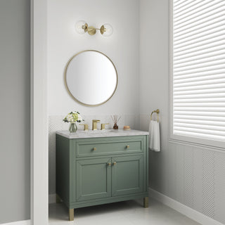 36 Inch Chicago Freestanding Vanity in Smokey Celadon / Victorian Silver Top