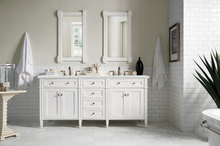 72 Inch Brittany Freestanding Vanity in Bright White / Ethereal Noctis Top