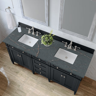 72 Inch Brittany Freestanding Vanity in Black Onyx / Parisien Bleu Top