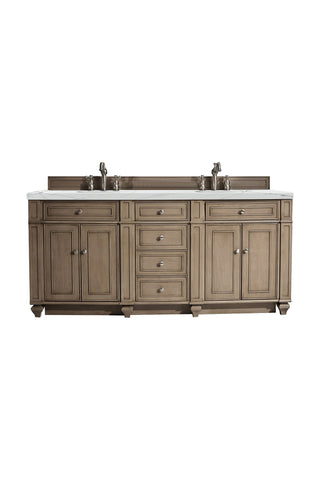 72 Inch Bristol Freestanding Vanity in Whitewashed Walnut / Ethereal Noctis Top