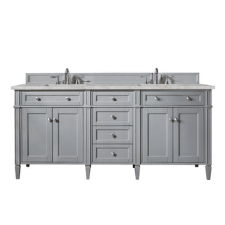 72 Inch Brittany Freestanding Vanity in Urban Gray / Victorian Silver Top