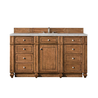 60 Inch Bristol Freestanding Vanity in Saddle Brown / Victorian Silver Top