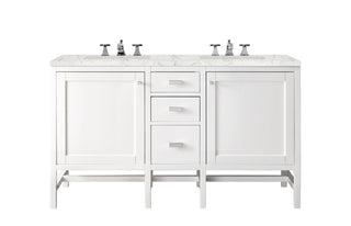 60 Inch Addison Freestanding Vanity in Glossy White / Eternal Jasmine Pearl Top
