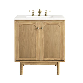 30 Inch Laurent Dual Mount Vanity in Light Natural Oak / White Zeus Top