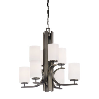 Pendenza 8-Light Chandeliers in Oiled Bronze