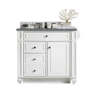 36 Inch Bristol Freestanding Vanity in Bright White / Parisien Bleu Top