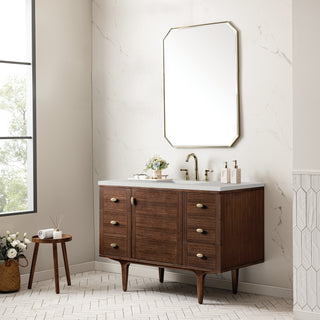48 Inch Amberly Dual Mount Vanity in Mid-Century Walnut / Lime Delight Top