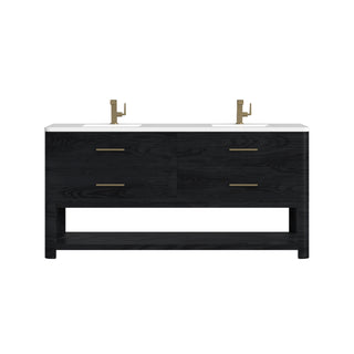 72 Inch Lucian Freestanding Vanity in Carbon Oak / White Zeus Top