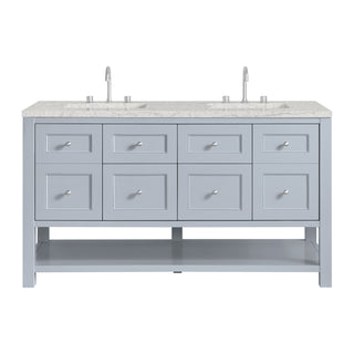 60 Inch Breckenridge Freestanding Vanity in Serenity Blue / Eternal Jasmine Pearl Top