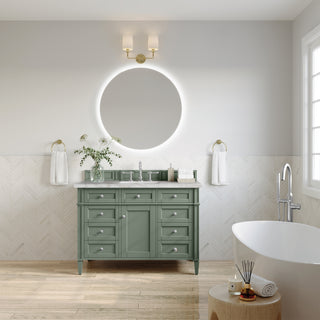 48 Inch Brittany Freestanding Vanity in Smokey Celadon / Victorian Silver Top