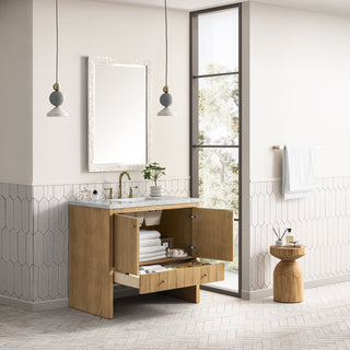 36 Inch Hudson Freestanding Vanity in Light Natural Oak / Eternal Jasmine Pearl Top