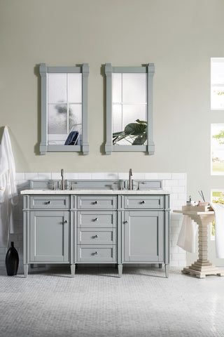 60 Inch Brittany Freestanding Vanity in Urban Gray / Eternal Jasmine Pearl Top